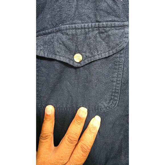 Great Northwest Men's L Fleeces Navy Blue Button-Up Long Sleeve Shirt Front Pock - Picture 5 of 8